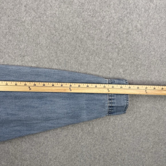 Vintage Levis Shirt Mens 2XL XXL Light Wash Denim Y2K Metal Buttons Long Sleeve - Picture 11 of 12